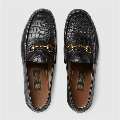 gucci black crocodile loafers|gucci men's loafer with buckle.